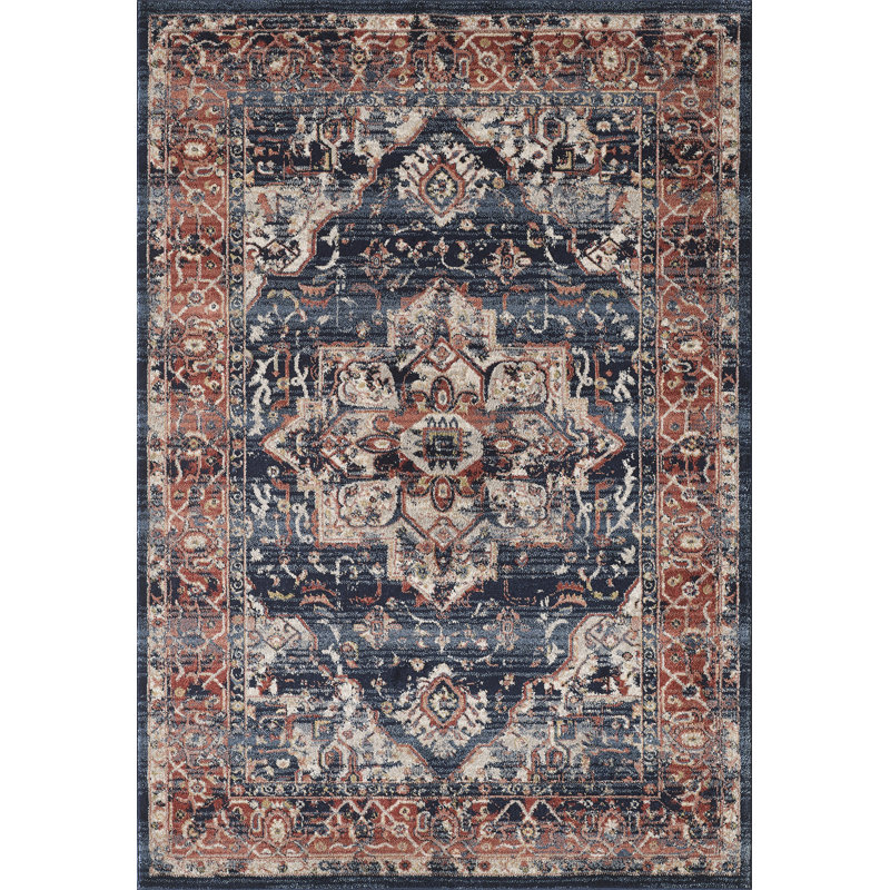 Judi Oriental Navy/Red Area Rug & Reviews Joss & Main